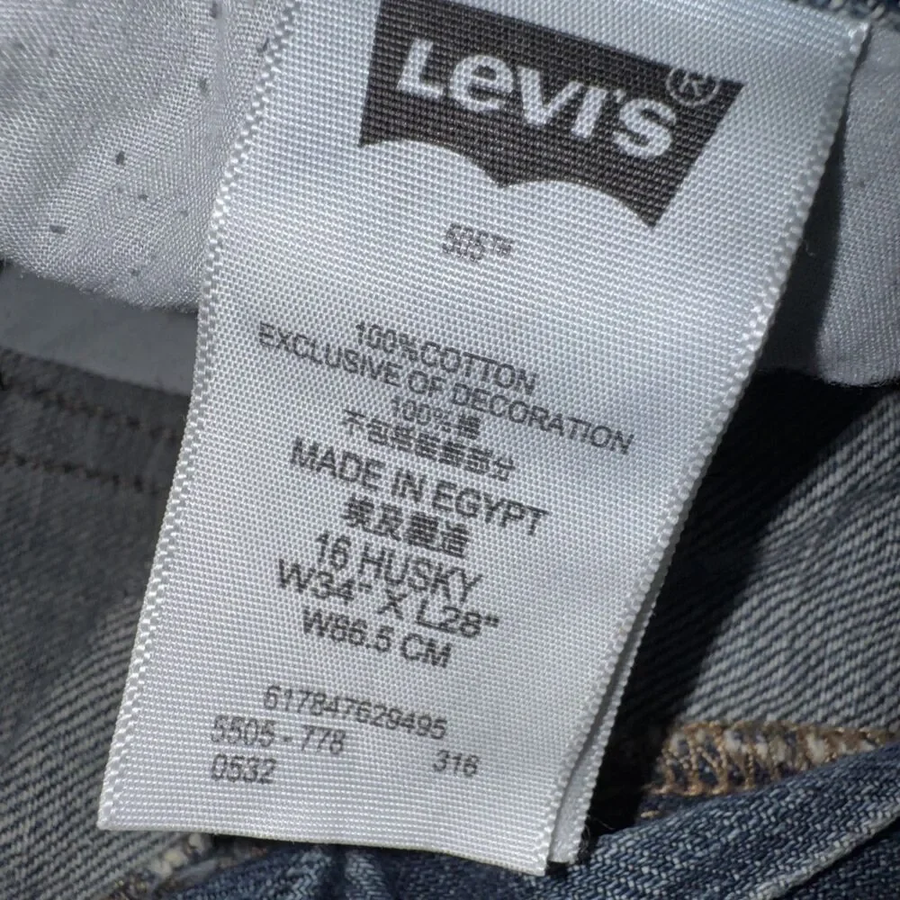 Levis 505 Jeans Mens 34x28 16H Denim Straight Leg Medium Wash Fade Vtg